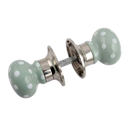 Sage Green Dot Mortice Handle 2.25